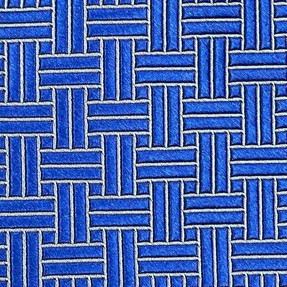 Lauren Ralph Lauren Necktie Silk Blue White Geometric Print Hand Finished - Picture 7 of 10